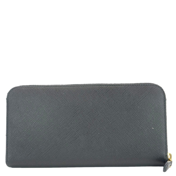 PRADA Zip Around Saffiano Leather Wallet Black