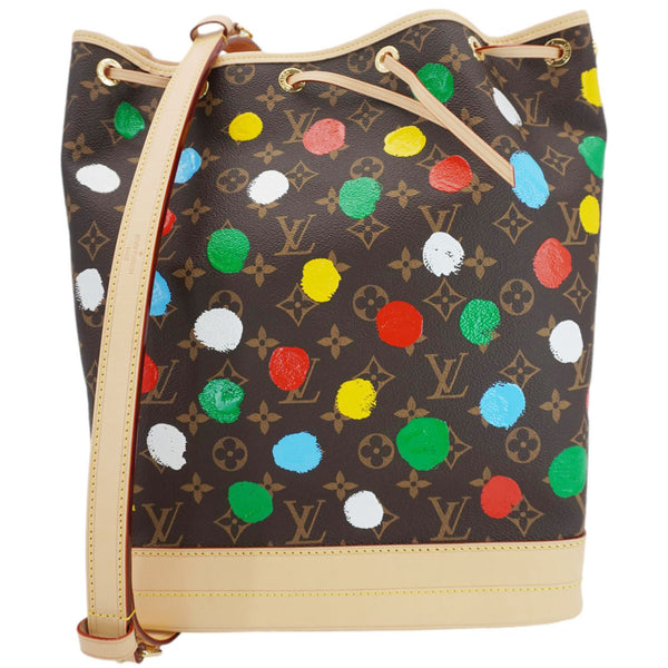 LOUIS VUITTON LV×YK Noe Monogram Painted Dot Tote Shoulder Bag Brown