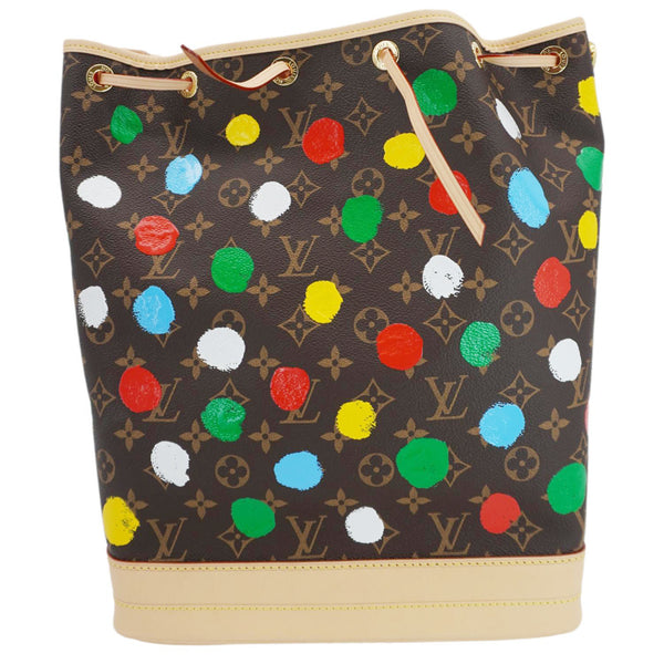 LOUIS VUITTON LV×YK Noe Monogram Painted Dot Tote Shoulder Bag Brown