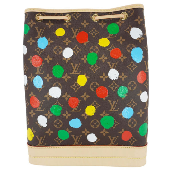 LOUIS VUITTON LV×YK Noe Monogram Painted Dot Tote Shoulder Bag Brown