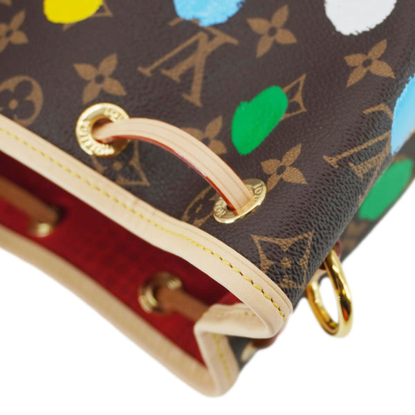 LOUIS VUITTON LV×YK Noe Monogram Painted Dot Tote Shoulder Bag Brown