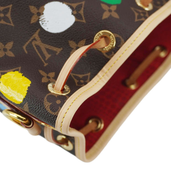 LOUIS VUITTON LV×YK Noe Monogram Painted Dot Tote Shoulder Bag Brown