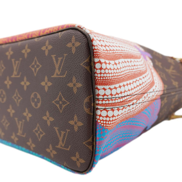 LOUIS VUITTON LV X YK Kusama Neverfull Pumpkin Monogram Canvas Tote Bag Brown