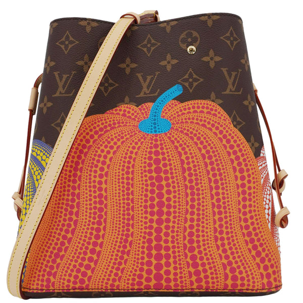 LOUIS VUITTON LV X YK Kusama Pumpkin Neonoe MM Monogram Canvas Crossbody Bag Brown