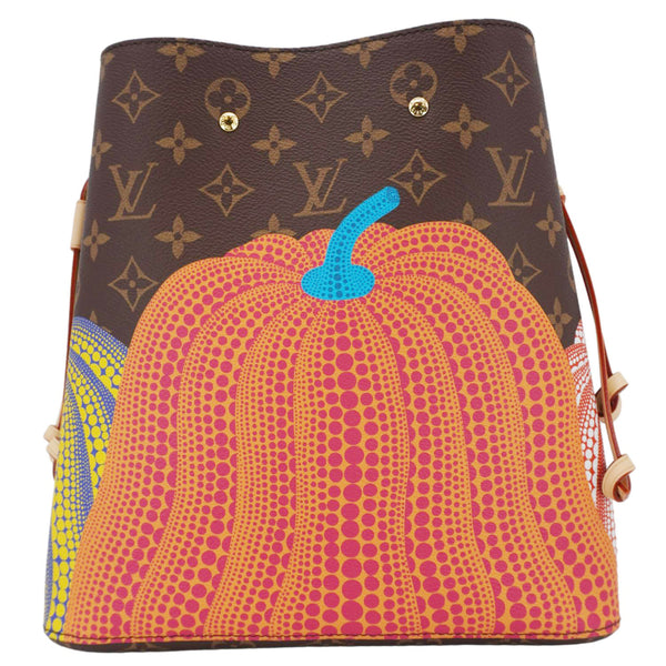 LOUIS VUITTON LV X YK Kusama Pumpkin Neonoe MM Monogram Canvas Crossbody Bag Brown