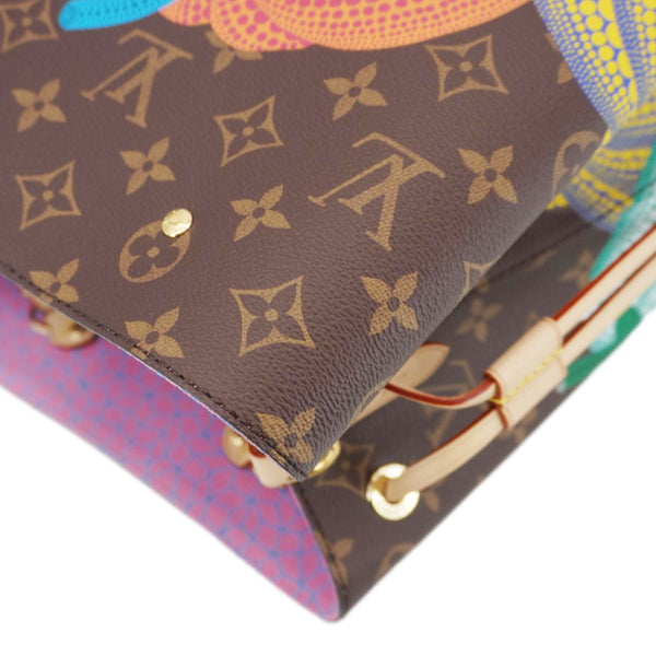 LOUIS VUITTON LV X YK Kusama Pumpkin Neonoe MM Monogram Canvas Crossbody Bag Brown