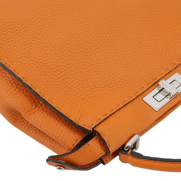 FENDI Peekaboo Iconic Medium Leather Satchel Shoulder Bag Orange