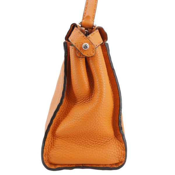 FENDI Peekaboo Iconic Medium Leather Satchel Shoulder Bag Orange