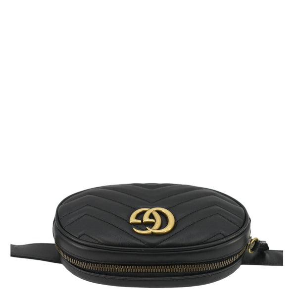 GUCCI GG Marmont Matelasse Leather Belt Bag Black 476434