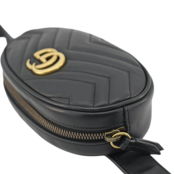 GUCCI GG Marmont Matelasse Leather Belt Bag Black 476434