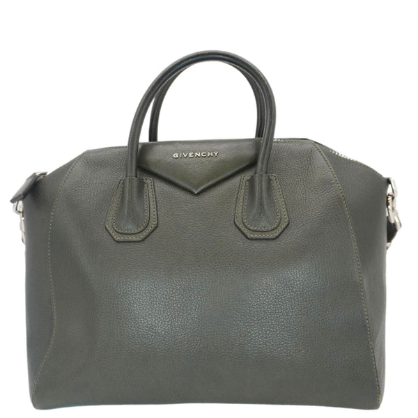 GIVENCHY Antigona Medium Leather Shoulder Bag Green