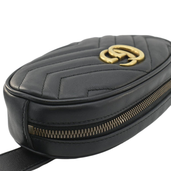 GUCCI GG Marmont Matelasse Leather Belt Bag Black 476434