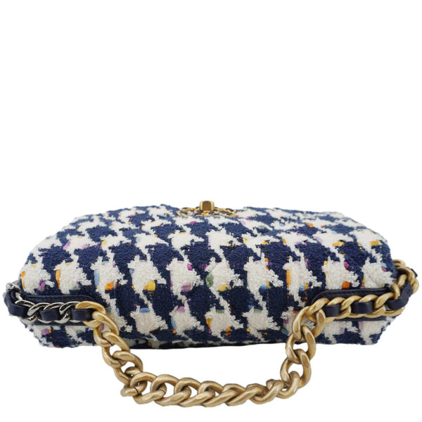 CHANEL 19 Flap Medium Quilted Tweed Hobo Bag Navy Blue