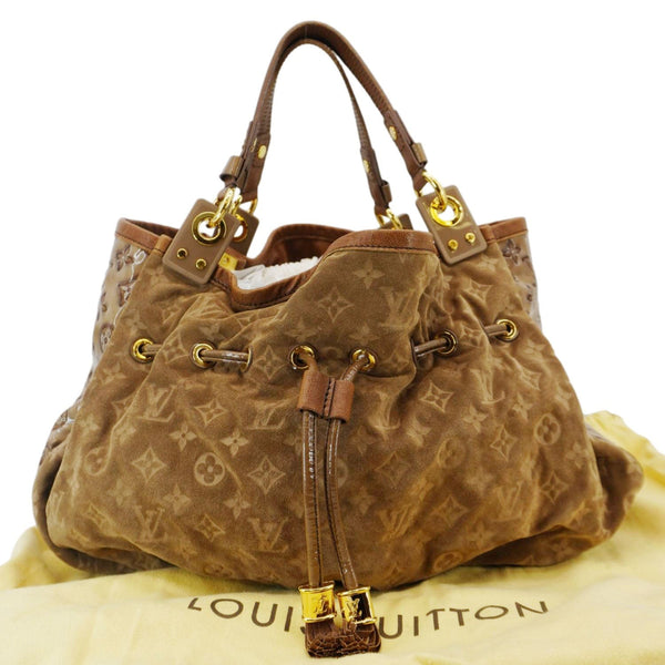 LOUIS VUITTON Irene Monogram Suede Hobo Bag Brown