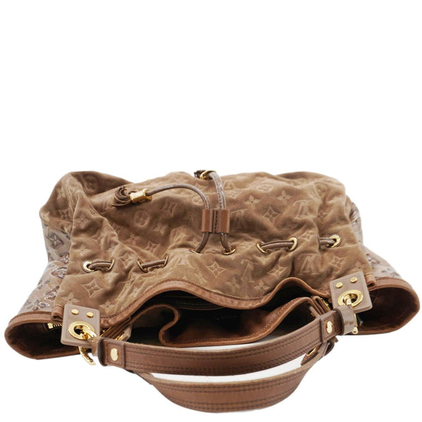 LOUIS VUITTON Irene Monogram Suede Hobo Bag Brown