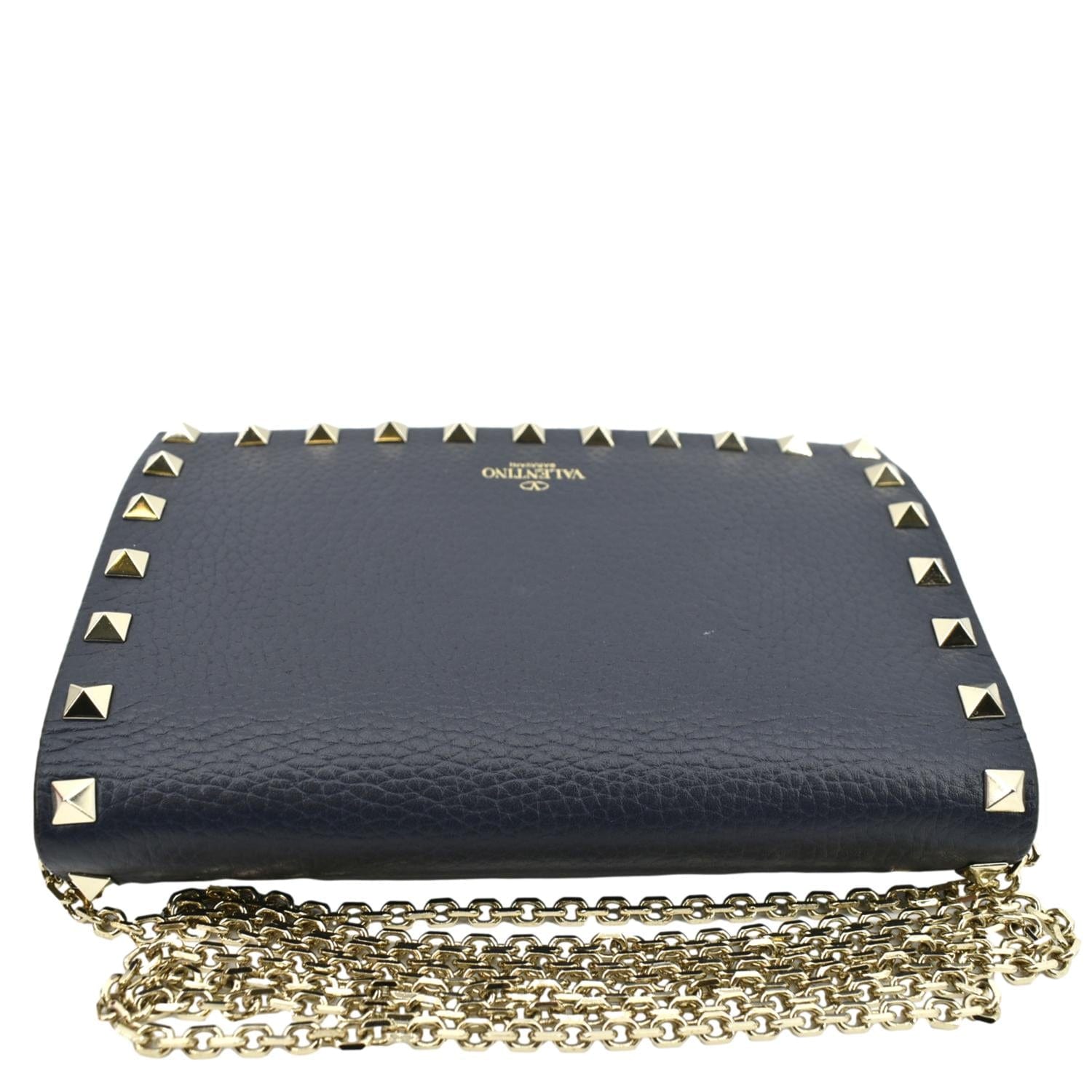 New Valentino Va Va Voom Rockstud Chain Bag Blue Leather NWT $2275