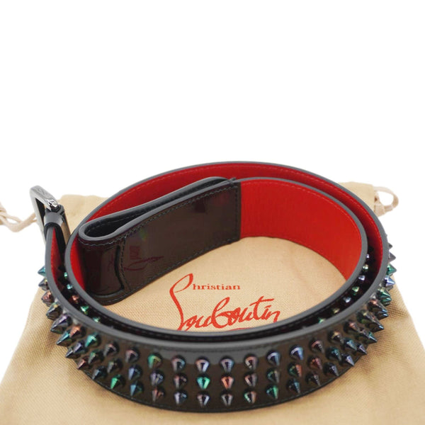 CHRISTIAN LOUBOUTIN Loubi Spiked Leather Belt Black Size 100.40