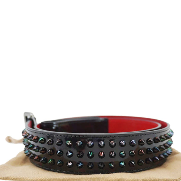 CHRISTIAN LOUBOUTIN Loubi Spiked Leather Belt Black Size 100.40