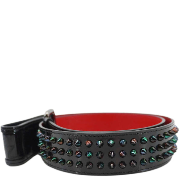 CHRISTIAN LOUBOUTIN Loubi Spiked Leather Belt Black Size 100.40