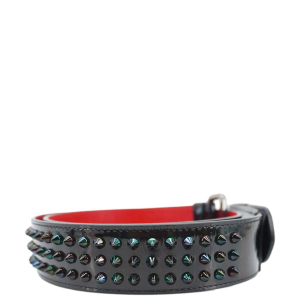 CHRISTIAN LOUBOUTIN Loubi Spiked Leather Belt Black Size 100.40