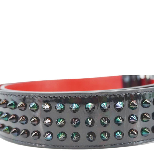 CHRISTIAN LOUBOUTIN Loubi Spiked Leather Belt Black Size 100.40