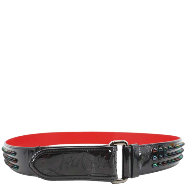 CHRISTIAN LOUBOUTIN Loubi Spiked Leather Belt Black Size 100.40