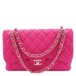 CHANEL Jumbo Classic Double Flap Quilted Caviar Leather Shoulder Bag Pink