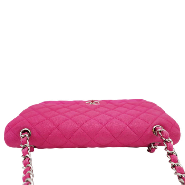 CHANEL Jumbo Classic Double Flap Quilted Caviar Leather Shoulder Bag Pink