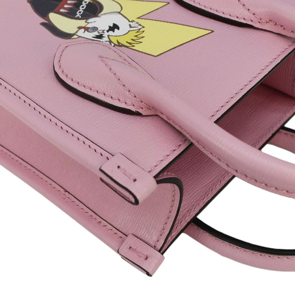 GUCCI X BNF Bananya Print Leather Vertical Tote Bag Pink 671623