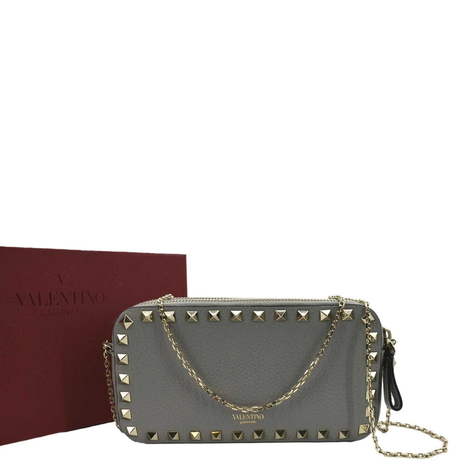 Valentino Pebbled Leather Rockstud Crossbody Bag