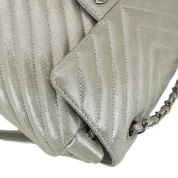 CHANEL Urban Spirit Small Chevron Calfskin Leather Backpack Silver