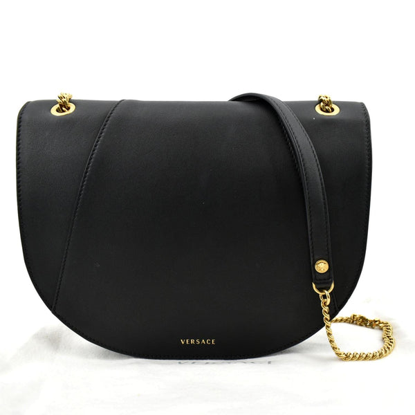 Versace Virtus Leather Chain Shoulder Bag in Black - Back