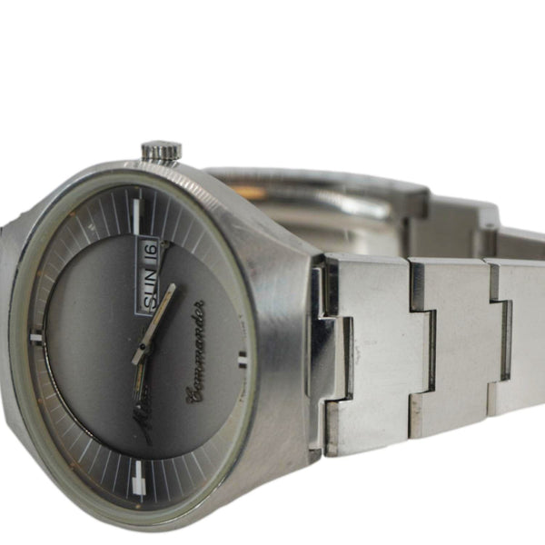 Mido Commander 1970 Day Date Men's Stainless Steel Watch Grey Dial 41MM