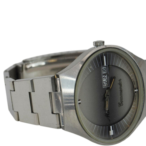 Mido Commander 1970 Day Date Men's Stainless Steel Watch Grey Dial 41MM