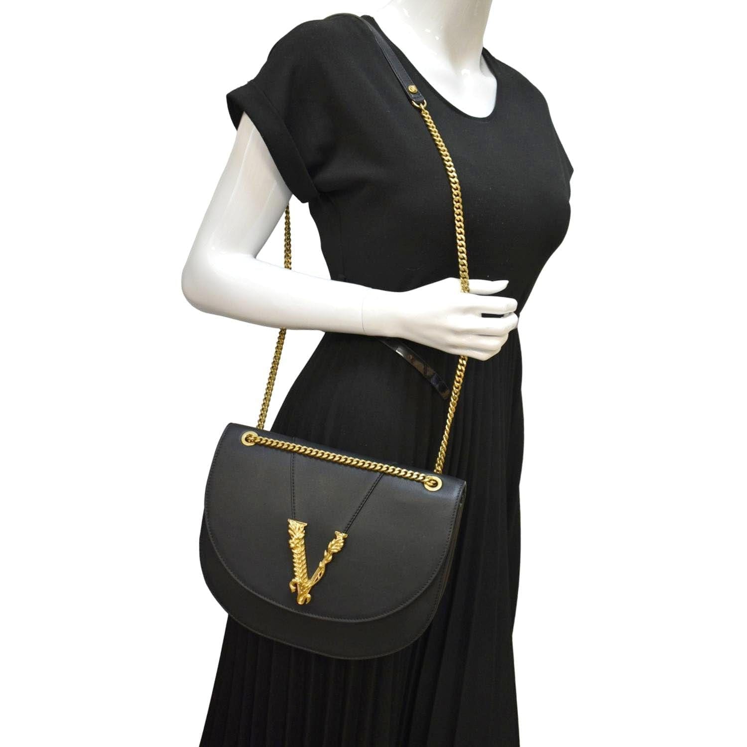 Versace 'v' Crossbody Bag In Black