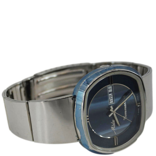 Mido Commander 1970 Day Date Men's Stainless Steel Watch Blue Dial 41MM