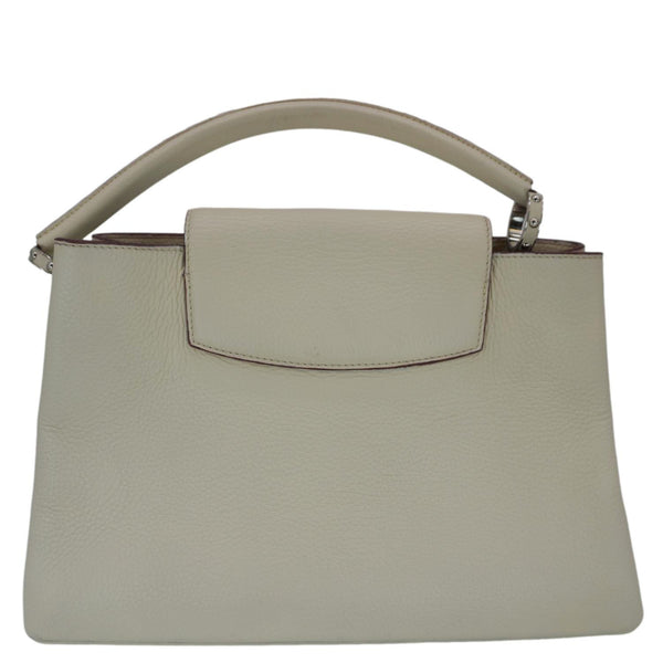 LOUIS VUITTON Capucines MM Taurillon Leather Satchel Bag White