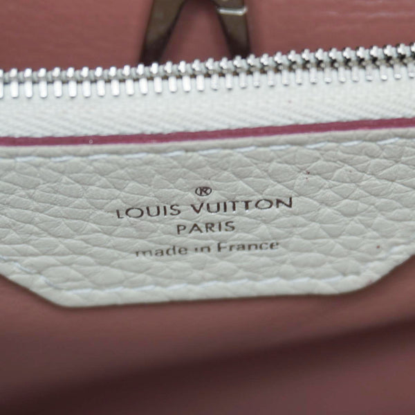 LOUIS VUITTON Capucines MM Taurillon Leather Satchel Bag White