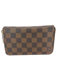 LOUIS VUITTON Zip Around Damier Ebene Wallet Brown