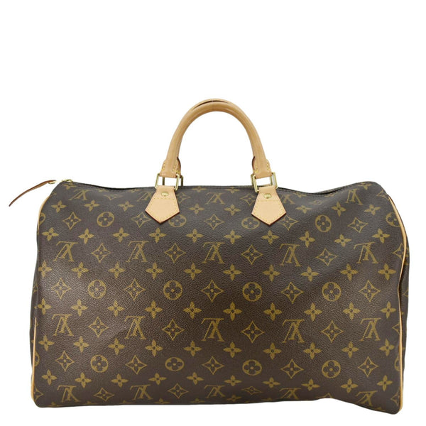 LOUIS VUITTON Speedy 40 Monogram Canvas Satchel Bag Brown