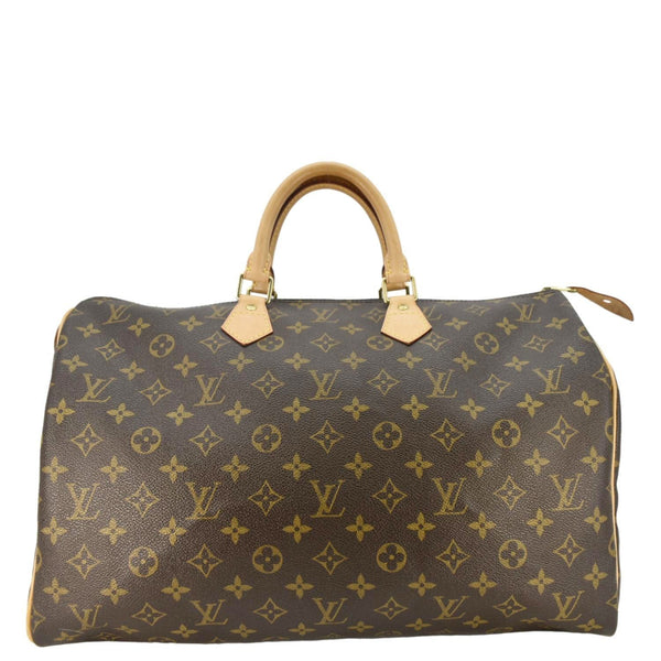 LOUIS VUITTON Speedy 40 Monogram Canvas Satchel Bag Brown