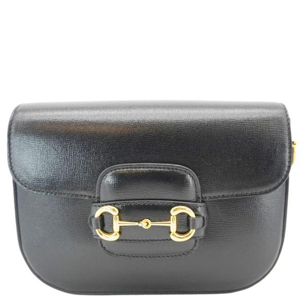 GUCCI Horsebit 1955 Flap Mini Leather Shoulder Bag Black 658574