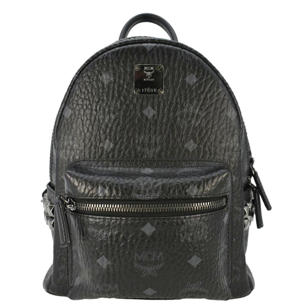 MCM Stark Side Stud Visetos Canvas Backpack Bag Black