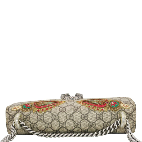 GUCCI Dionysus Small GG Supreme Elephant Embroidered Shoulder Bag Beige 400249