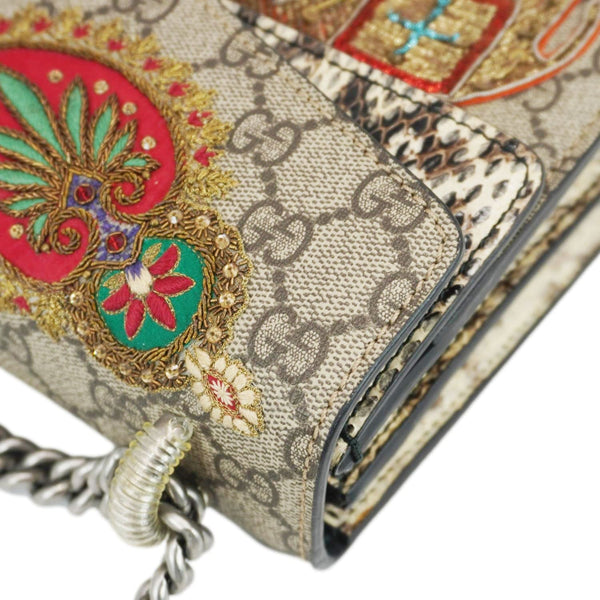 GUCCI Dionysus Small GG Supreme Elephant Embroidered Shoulder Bag Beige 400249