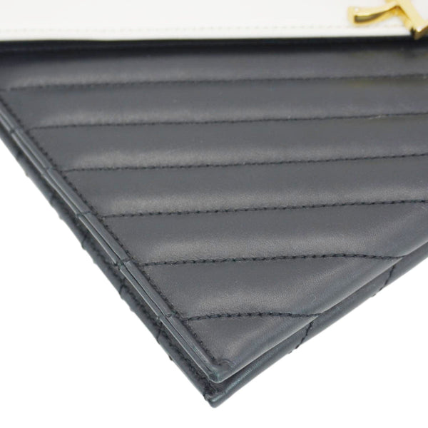 YVES SAINT LAURENT Envelope Leather Chain Shoulder Bag Bicolor