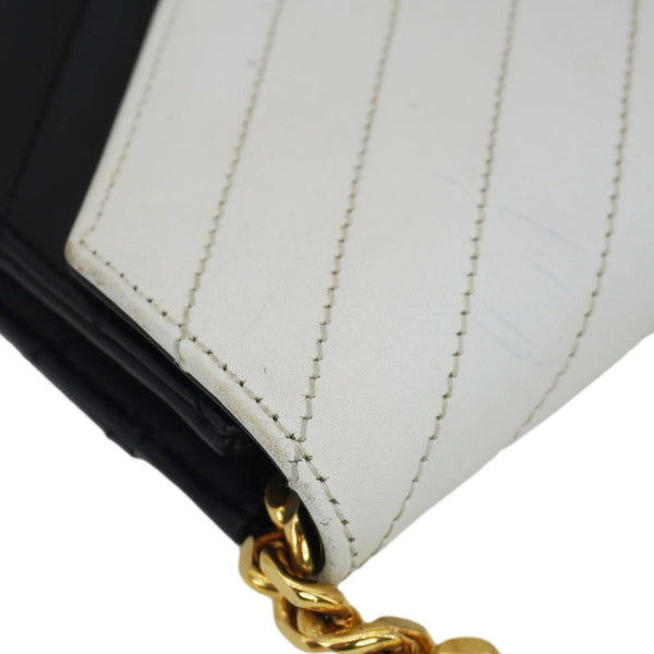 YVES SAINT LAURENT Envelope Leather Chain Shoulder Bag Bicolor