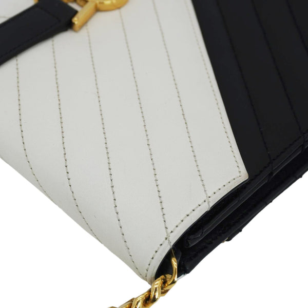 YVES SAINT LAURENT Envelope Leather Chain Shoulder Bag Bicolor