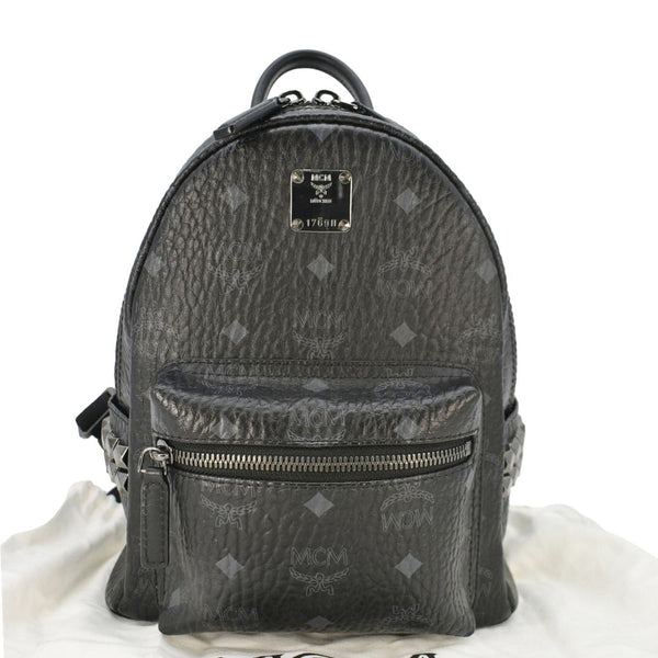 MCM Stark Side Stud Visetos Canvas Backpack Bag Black