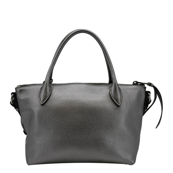 PRADA Vitello Daino Leather Tote Shoulder Bag Silver